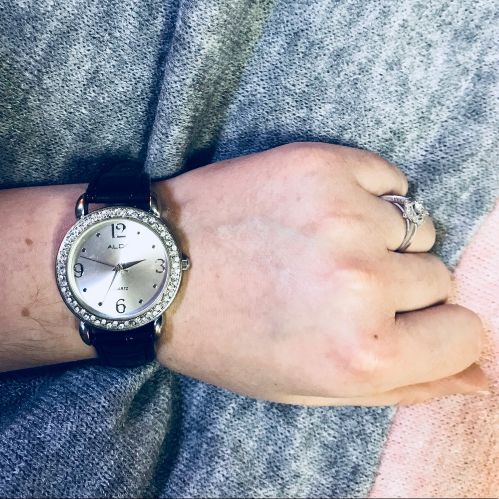 Aldo black faux leather watch